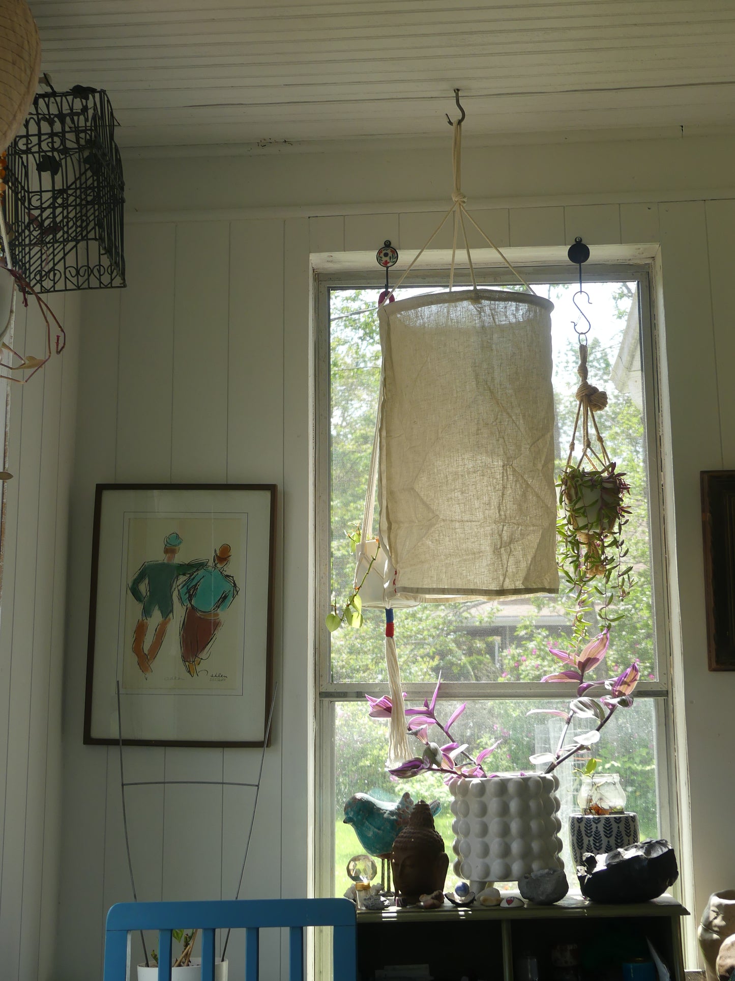 Soft beige linen lantern