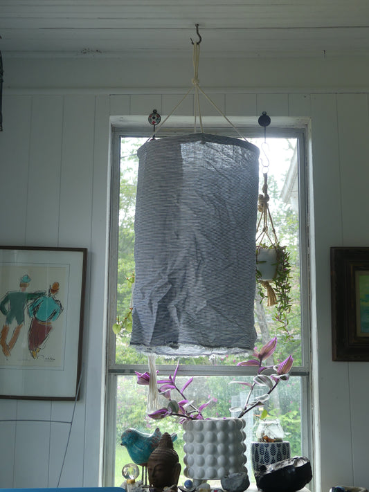 Navy striped linen lantern