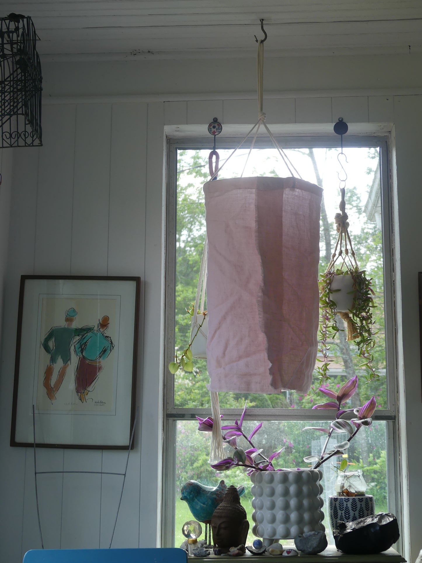 Soft pink linen lantern