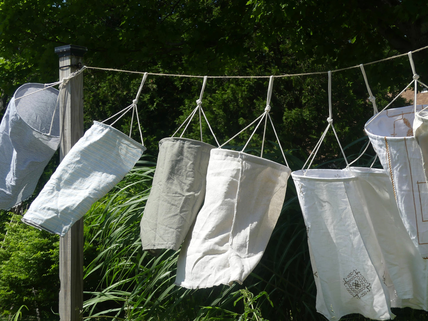 Shimmery beige linen lantern