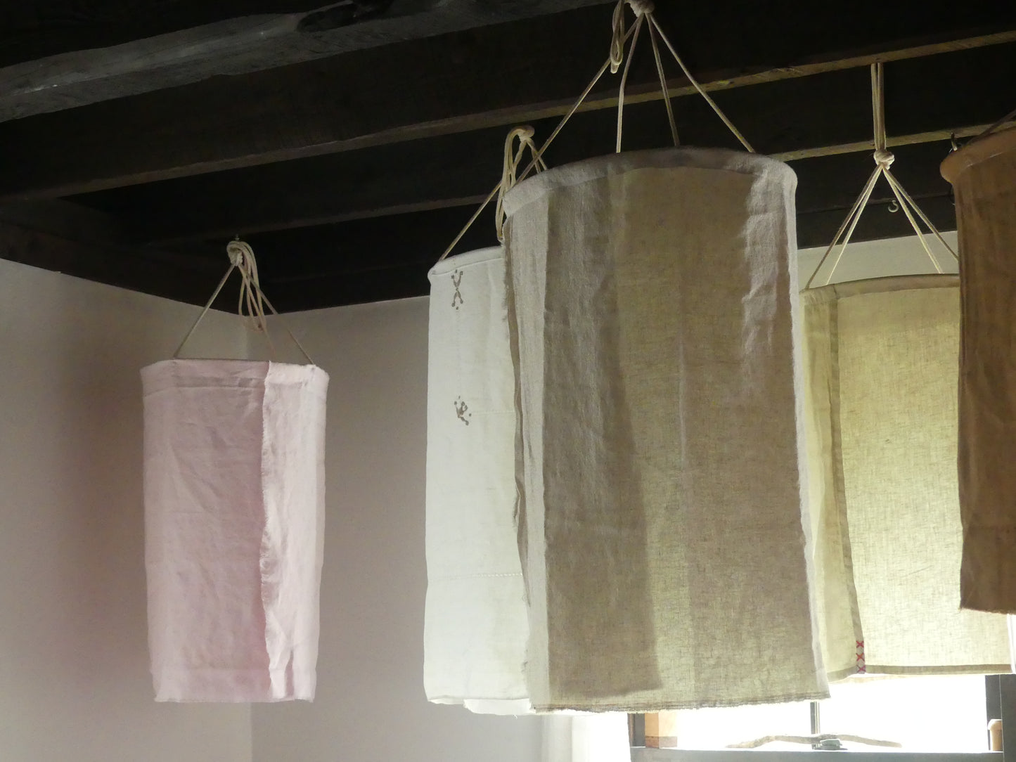 Soft pink linen lantern