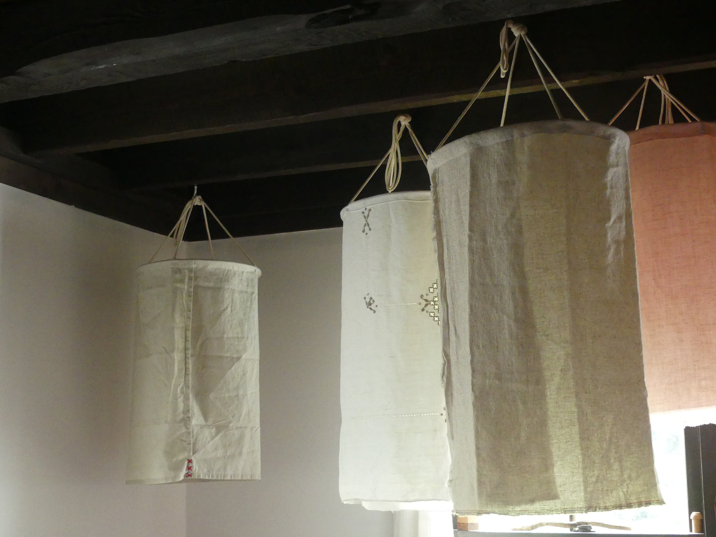 Soft beige linen lantern