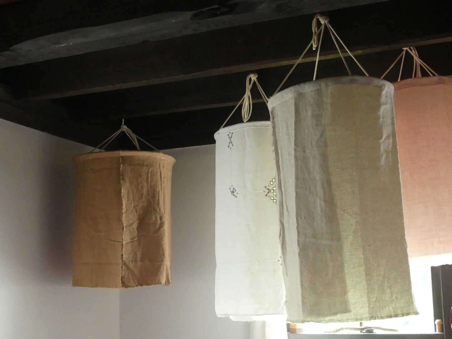 Soft pink linen lantern