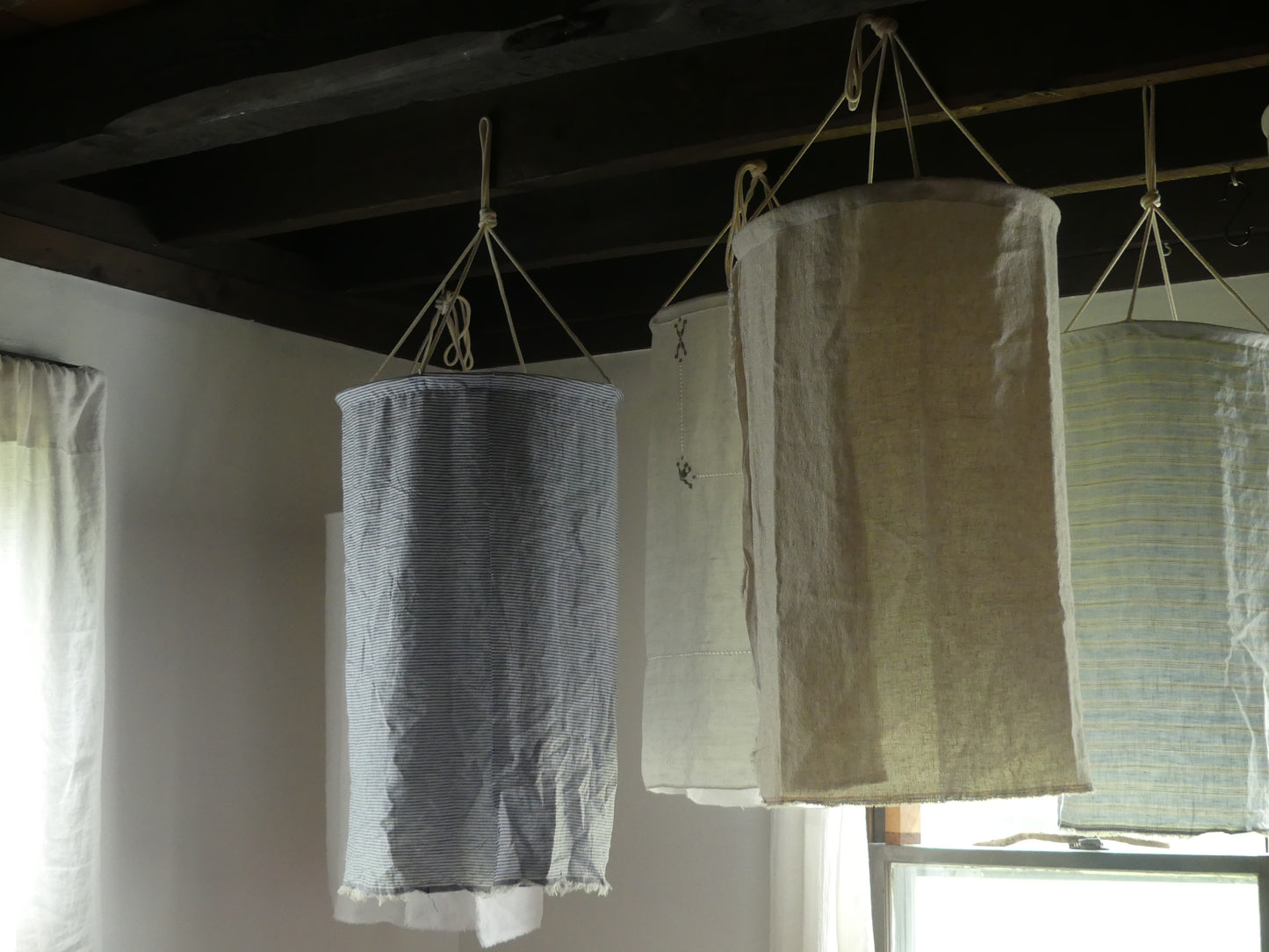 Shimmery beige linen lantern