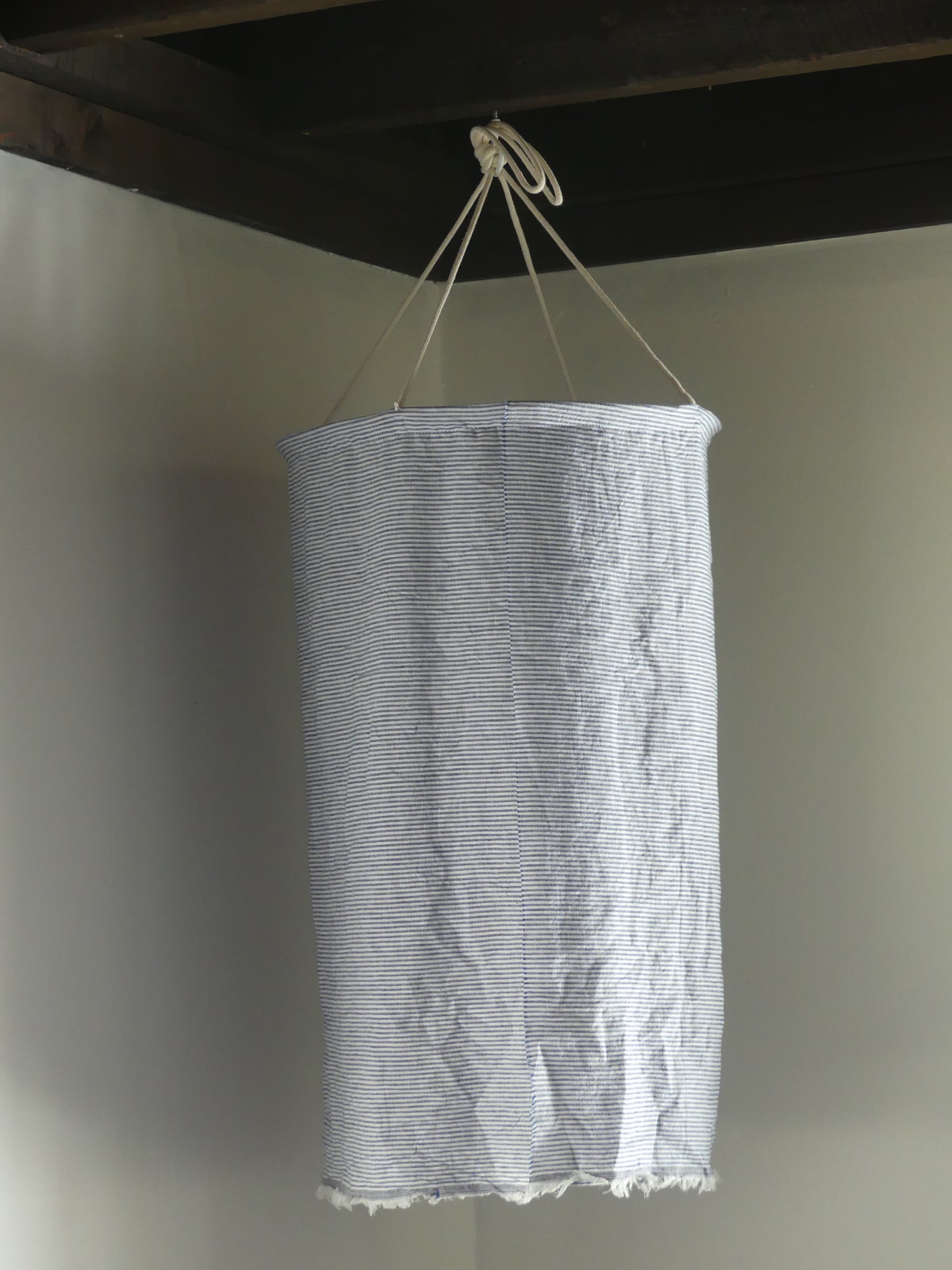 Navy striped linen lantern