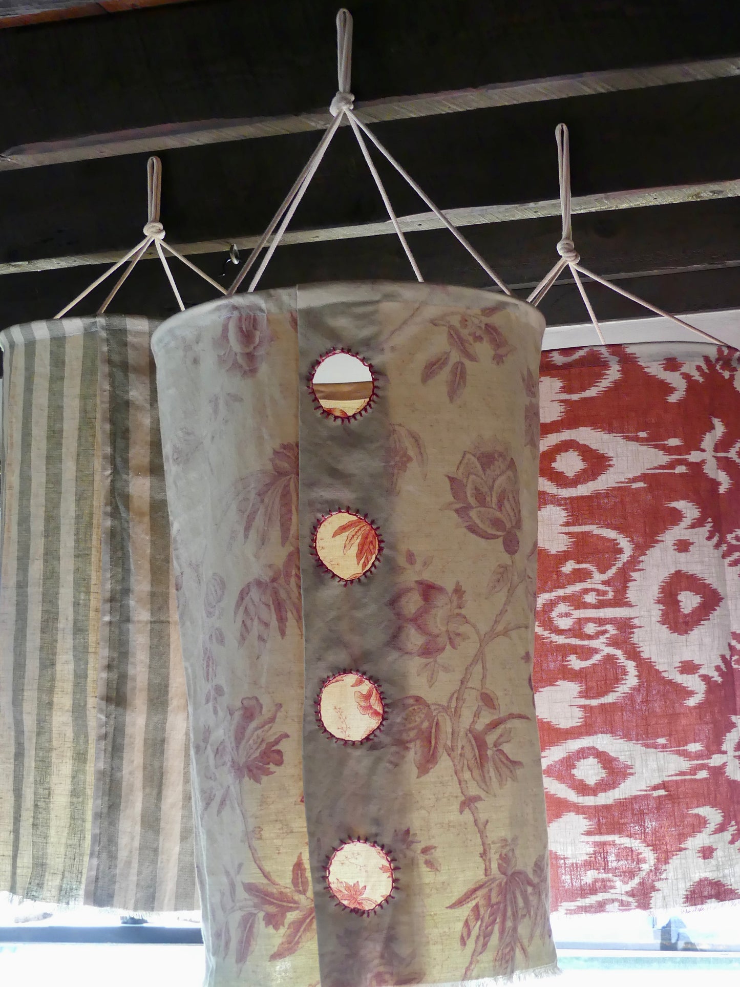 Rust ikat linen lantern