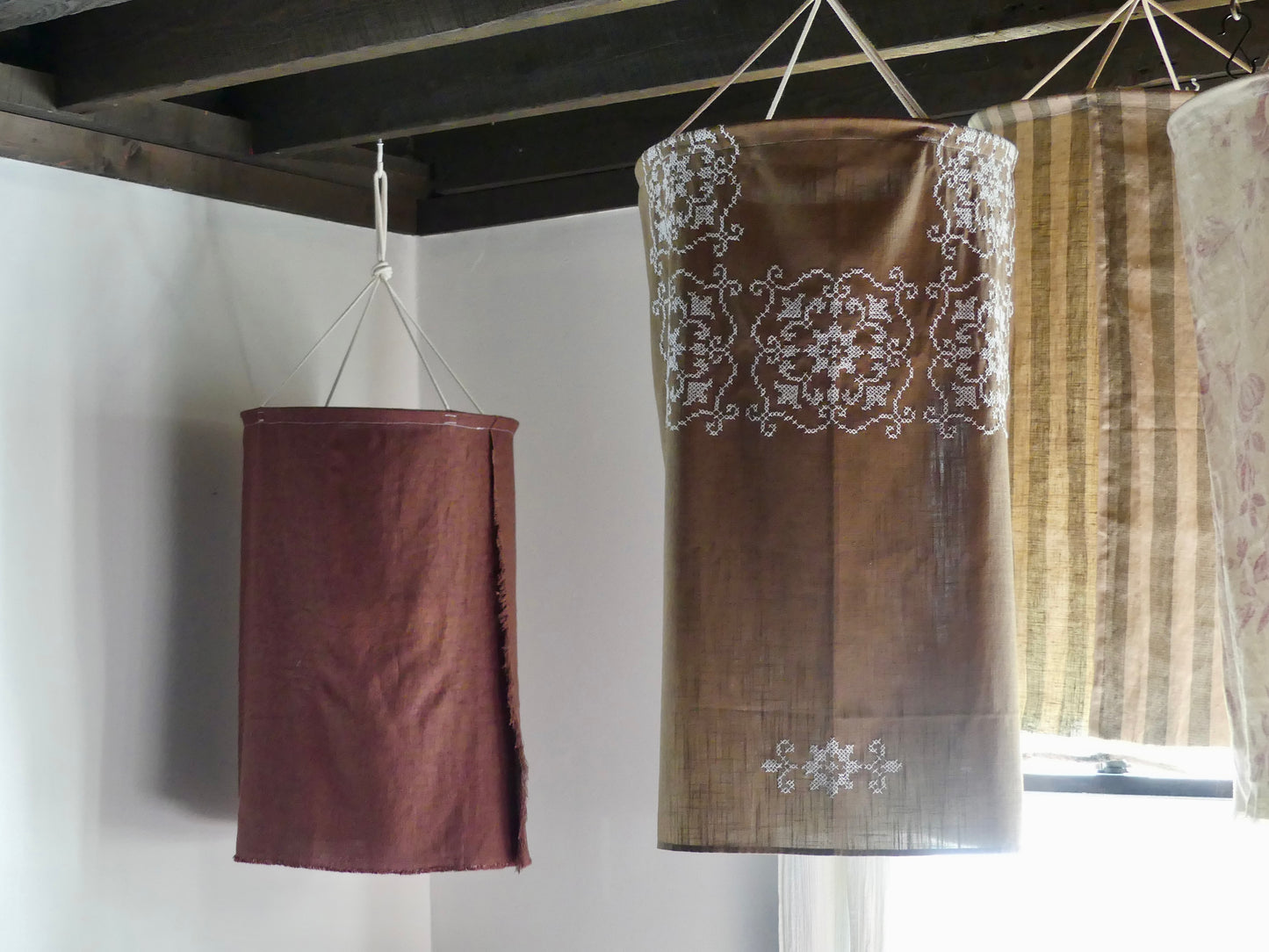 Dark chocolate brown linen lantern