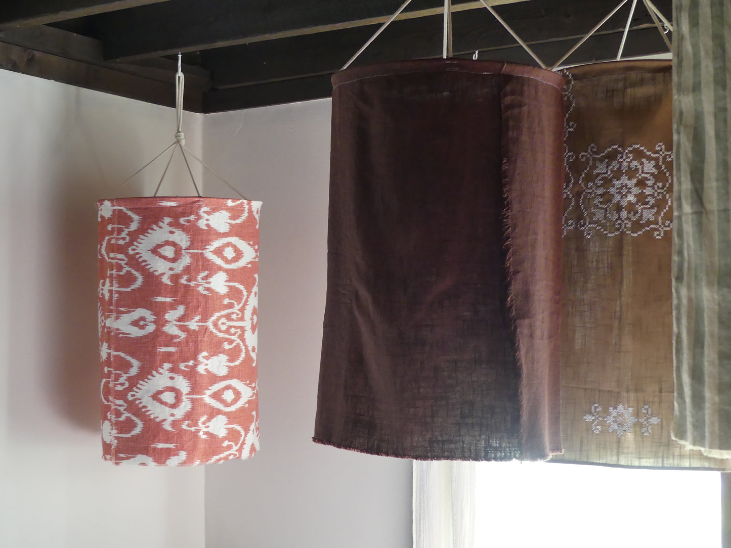 Rust ikat linen lantern