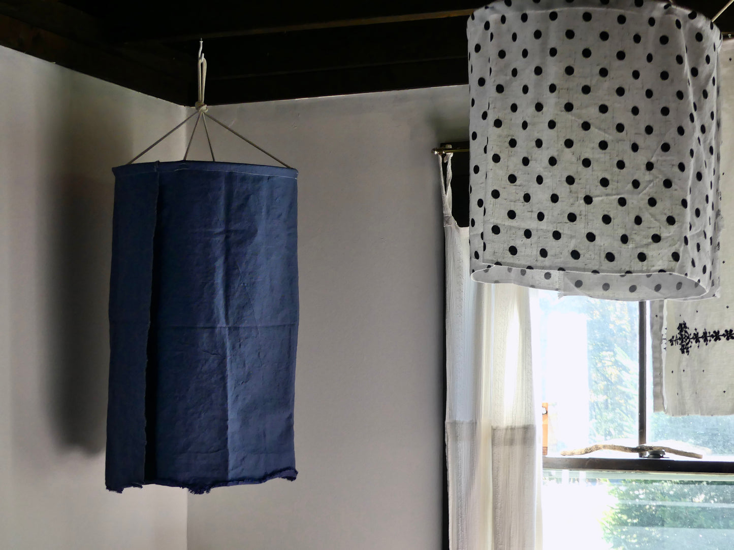 Slate blue linen lantern