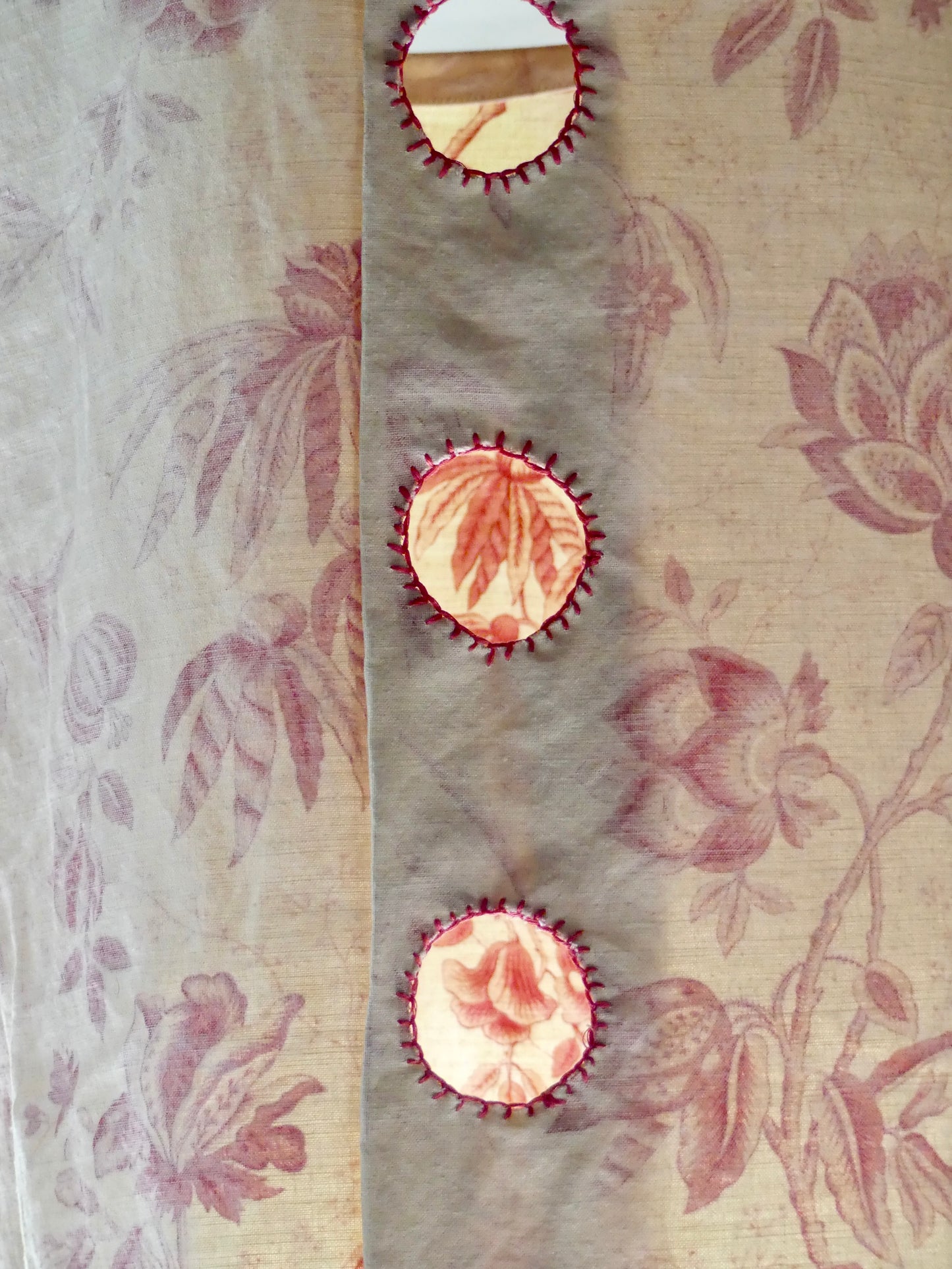 Patterned beige linen lantern with embroidered cutout windows