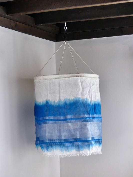 Beachy boho blue, white and silver lantern